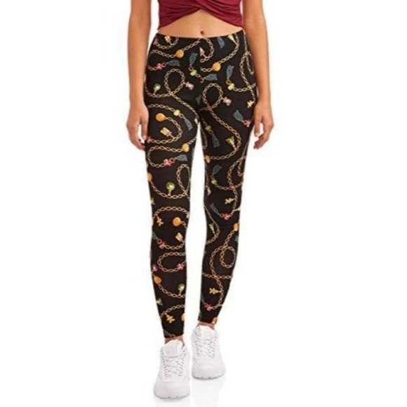 Christmas Elements Leggings Charms Chains Black Junior's Small LH7140 - Picture 1 of 3